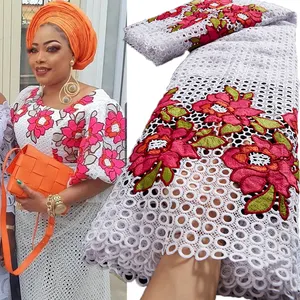 Guipur Dentel Nigerian Lace Fabric Water Soluble Embroidered Fabric High Quality African Cord Guipure Lace Fabric For Women 2535