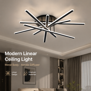 Modern Geometric Surface Mount <b>Ceiling</b> <b>Light</b> 120W Acrylic Iron <b>Remote</b> Dimmable Tri Color For Living Room Bedroom - Product Image 2