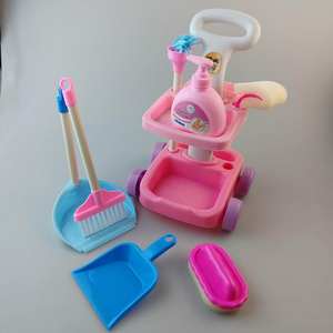 Ensemble de nettoyage pour maison de poupée en plastique pour enfants, jouets de bricolage, ensemble d'outils de nettoyage pour maison de poupée, balai, serpillière, <span class=keywords><strong>aspirateur</strong></span>, jouets pour accessoires de poupée - Product Image 5