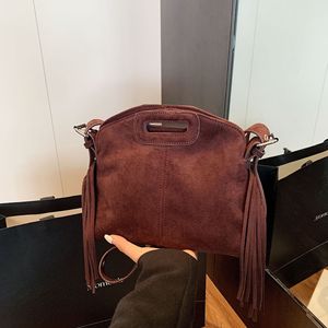 <span class=keywords><strong>Sac</strong></span> à bandoulière en daim marron pour femmes avec des motifs géométriques rétro, style bohème pour l'hiver et l'automne - Product Image 1