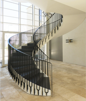 DB Moderne Innen-Marmor Geschlossene Stufen Gebogene Treppe Schmiedeeisen Metall Wendeltreppe Bogentreppe