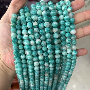 Perline Rotonde in Amazzonite Naturale Russa da 6/8/10mm, Cristalli Curativi per l'Equilibrio Emotivo, Forniture per Creazione di Gioielli Fai-da-Te - Product Image 1