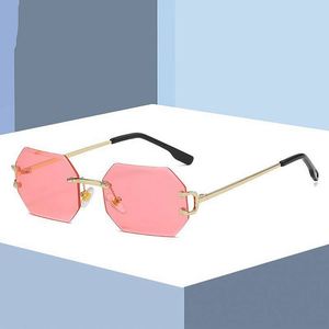 Gafas de Sol de Moda con Logotipo Personalizado, Gafas de Sol Poligonales sin Montura para Hombre, Corte de Diamante, Montura Pequeña Cuadrada, Gafas de Sol para Hombre y Mujer - Product Image 2