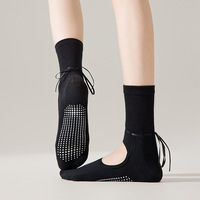 Chaussettes de yoga personnalisées avec logo, à bout ouvert, antidérapantes, avec cordon de serrage, pour la danse, le fitness, le pilates, pour femmes