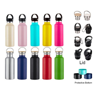 Bouteille d'eau sport isotherme en acier inoxydable à double paroi, personnalisable, portable, à large ouverture, avec différents couvercles, vente en gros