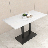 Tables de salle à manger de luxe pour pub et restaurant, base en métal, plateau en marbre carré, petite table de salle à manger