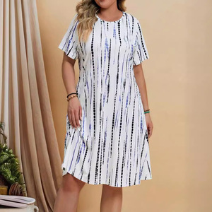 Robe d'été décontractée pour femme, style bohème vintage, sexy, à rayures, coupe trapèze, longueur genou, pour la plage - Product Image 5