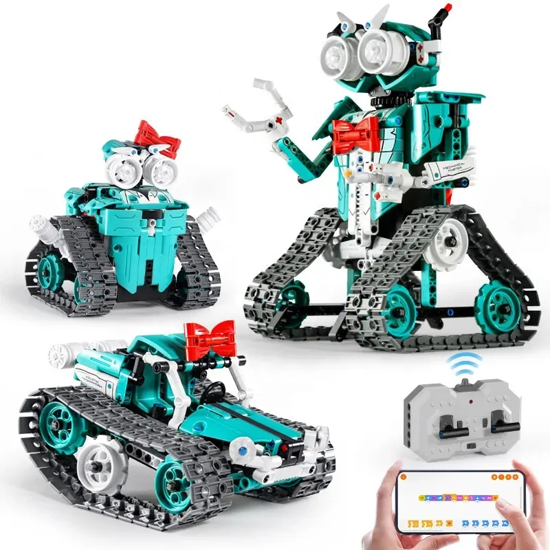 440pcs 3 in 1 programming remote control robot toys APP control building blocks rc robot toys for kids programmable toys STEM