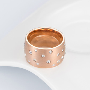 <b>Titanium</b> Steel <b>Ring</b> With Rhinestones Pave Setting Geometric Design Unisex Fashion Jewelry Gift - Product Image 4