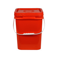 Vente en gros d'usine Seaux carrés de 5 gallons avec poignée en plastique Seau carré en plastique vert personnalisé de 20 litres