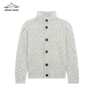AiNear Wholesale Custom logo Design Oem &amp; Odm Long Sleeve <strong>Turtle</strong> <strong>Neck</strong> Chunky <strong>White</strong> Men's Wool Cashmere Knitted Cardigan Sweater - Product Image 1
