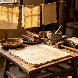 Ancient Hand Pulped Raw Mulberry Bark Paper For Oriental Calligraphy Watercolor Painting And Traditional Fine Art Creation - Product Image 2