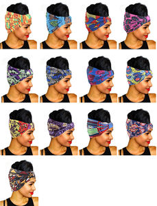 Créateur de mode <span class=keywords><strong>bandeau</strong></span> deux pièces/ensemble motif africain imprimé Polyester femmes Sport cheveux accessoires - Product Image 2