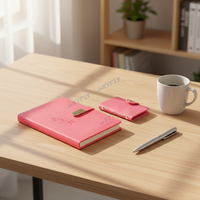 Ensemble de planificateur promotionnel en spirale avec porte-cartes de visite, stylo et porte-clés, carnet en PU