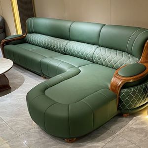 Nuovo <span class=keywords><strong>Divano</strong></span> in Pelle Stile Cinese in Legno Massello per Soggiorno, <span class=keywords><strong>Divano</strong></span> Angolare in Pelle Semplice ed Elegante, <span class=keywords><strong>Divano</strong></span> di Piccole <span class=keywords><strong>e</strong></span> Medie Dimensioni - Product Image 5