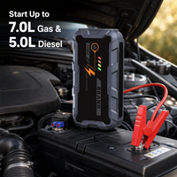 Démarreur de voiture 1500A Peak, batterie portable 12000mAh, booster de batterie, batterie de secours, lampe torche LED