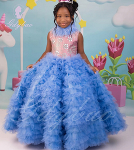 princess polly baby blue dress V Neck Blue Satin Butterfly Wedding Flower Girl Dress, Horsehair 8T