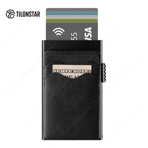 TILONSTAR TVC307 Slim Lightweight Pop Up Card Wallet Funda de aluminio RFD Blocking Slim Leather Credit Card Holder - Product Image 4