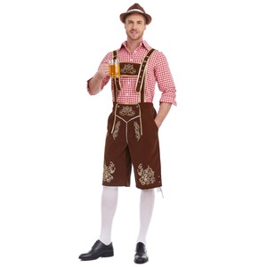 Tenue d'Oktoberfest de Munich pour <span class=keywords><strong>homme</strong></span> - Ensemble chemise à carreaux et short à bretelles - Costume de fête/spectacle - Product Image 6