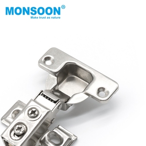 Charnière courte pour meuble, style américain, en fer et acier, à fermeture amortie hydraulique, pour cadre invisible, finition nickel - Product Image 1