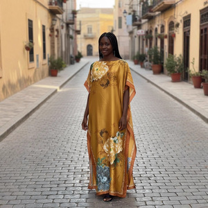Turbanti Africani in Seta all'Ingrosso, Abito Lungo Primaverile con Foulard per Donne Musulmane - Product Image 2