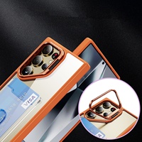 Support en métal transparent anti-chute avec insertion de carte Logo personnalisé Nouvelle coque de téléphone pour appareils mobiles Samsung S24U S23U S22U