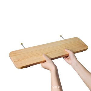 Solid Wood <b>Wall</b> <b>Shelf</b> 2 Tier Rectangle Durable <b>Wall</b> <b>Mounted</b> Living Room Storage Rack - Product Image 5