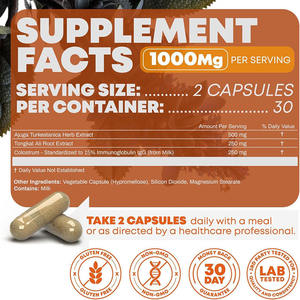 OEM Private Label Custom Turkesterone & Tongkat Ali 1000mg integratore Ajuga Turkestanica estratto di Turkesterone capsule - Product Image 3