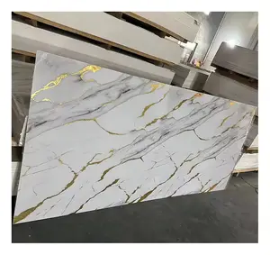 Panneau mural UV en marbre intérieur 3d brillant stratifié de pvc tipo marmol panneau de marbre uv pour fond de télévision