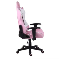 Chaise de jeu rose réglable avec logo personnalisé, chaise ergonomique moderne pour enfants avec revêtement en cuir PU et vérin à gaz à 3 positions