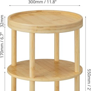 Nordic double-layer <b>round</b> coffee <b>table</b>, modern home <b>small</b> apartment living room <b>small</b> <b>table</b> sofa <b>side</b> <b>table</b> storage solid wood - Product Image 4