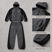 Ensemble sportif décontracté deux pièces bicolore pour homme, coupe-vent, imprimé, respirant, sweat-shirt à capuche entièrement zippé, pantalon de jogging à taille élastique