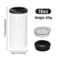 En stock – Tasse isotherme 4-en-1 pour enfants de 16 oz avec revêtement par sublimation, idéale pour refroidir les boissons et personnalisable (DIY)