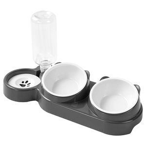 Ensemble de bols pour chat et chien 2 en 1, distributeur d'eau automatique, double bols pour l'alimentation des animaux de compagnie, design moderne, forme arrondie - Product Image 5