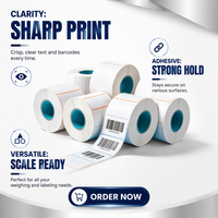 Rouleaux de papier adhésif thermique pour étiquettes de pesage électroniques, taille personnalisée, autocollants de prix avec code-barres, fournisseur direct d'usine OEM Chine
