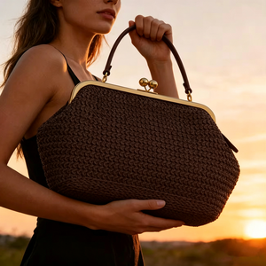 Borsa Clutch Oversize in Paglia Naturale Intrecciata con Chiusura a Scatto, Grande Capacità, Borsa da <span class=keywords><strong>Donna</strong></span> per l'Estate e la Spiaggia - Product Image 5