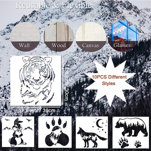 11 pièces forêt montagne arbre cerf tête pochoirs animal <span class=keywords><strong>pochoir</strong></span> pour <span class=keywords><strong>peinture</strong></span> sur bois artisanat décors à la maison - Product Image 3