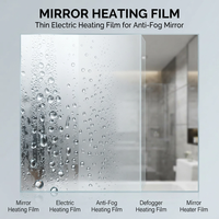 Film chauffant anti-buée pour miroir, rond, en PET, pour miroir de salle de bain, armoire à miroir, miroir intelligent, étanche, certifié UL CE