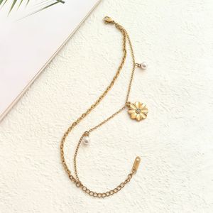 <span class=keywords><strong>Bracelet</strong></span> double couche marguerite en acier inoxydable pour femme, style coréen et japonais, mignon, tendance estivale, cadeau de bijoux en gros - Product Image 2