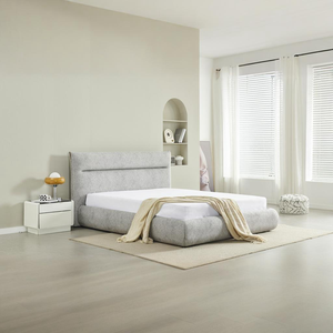 Cadre de lit de chambre principale en lin bleu sarcelle avec rangement hydraulique et tête de lit rembourrée surdimensionnée - Product Image 4