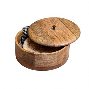 Natural <b>Wood</b> Handcrafted Chapati <b>Box</b> | Eco-Friendly Durable Roti <b>Storage</b> Keeper <b>with</b> Flip Top <b>Lid</b> | Indian Kitchenware - Product Image 1