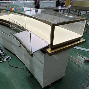 High Level Luxury Earrings Stand Holder Jewelry Store Wall Mount Glass Jewelry <strong>Display</strong> Table Case Gold stainless steel <strong>counter</strong> - Product Image 4