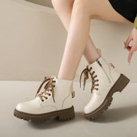 Bottes Martin en polaire pour femmes, à lacets, plateforme, courtes, style combat, chaudes pour l'hiver, décontractées, pour le quotidien, OEM ODM, vente en gros