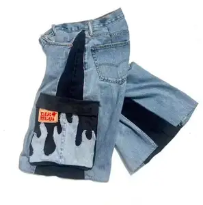 بنطلون جينز صيفي كبير الحجم مخصص وجيد التهوية مع جيوب بنطال قصير كاجوال عالي الجودة للرجال