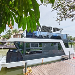 Grande vente Péniche design moderne avec barre de baignoire pour le divertissement fenêtres du sol au plafond avec de superbes vues <span class=keywords><strong>Maison</strong></span> de l'eau flottante - Product Image 1