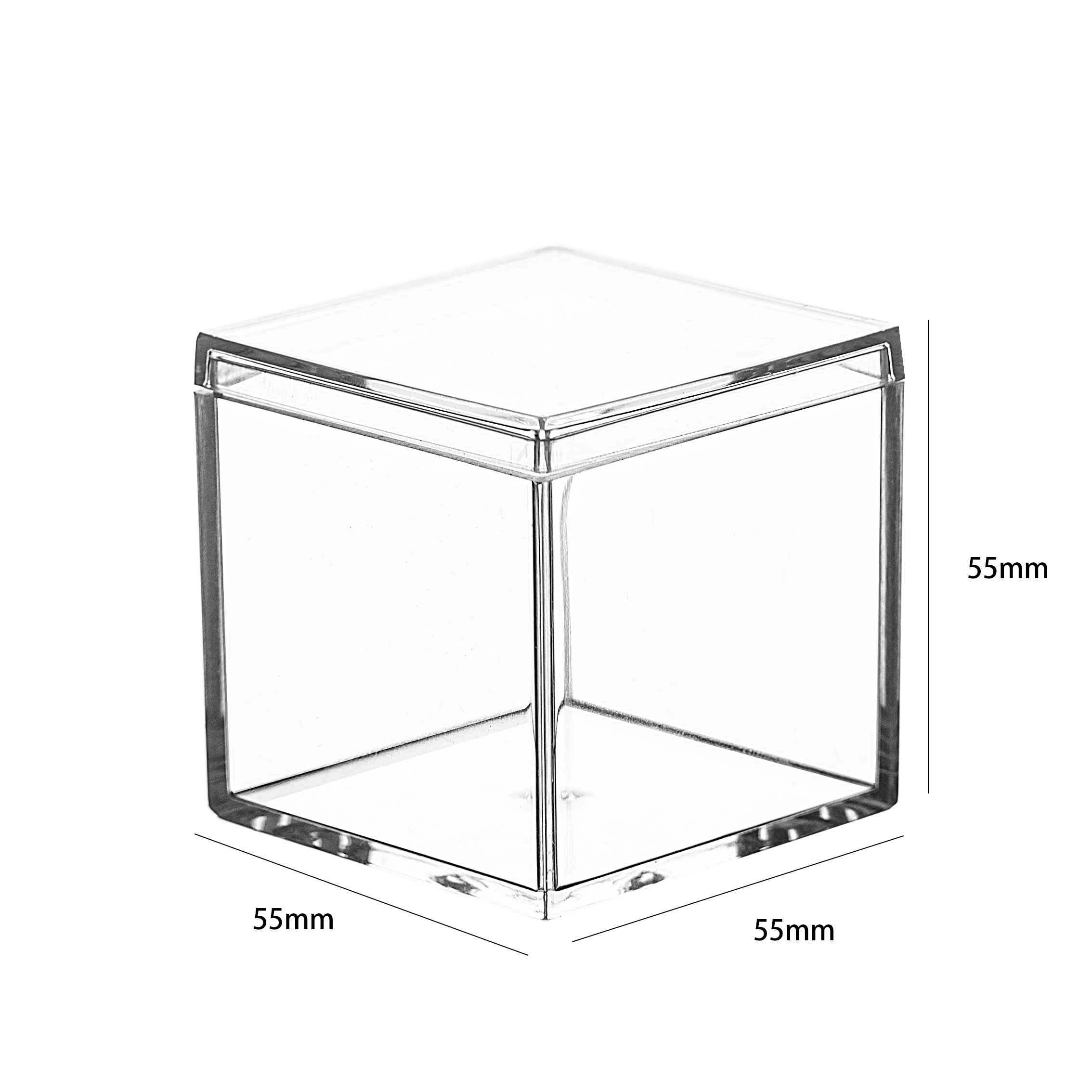 Прозрачный акриловый пластиковый квадратный куб с крышкой 2x2x2 дюйма (5,5 см) маленькие прозрачные пластиковые коробки для хранения Акриловые Кубики для хранения