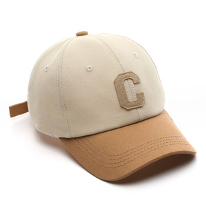 Casquettes de baseball classiques en coton patchwork lettre <span class=keywords><strong>C</strong></span> de couleur unie pour l'extérieur casquettes pare-soleil à visière pour les sports d'extérieur - Product Image 1