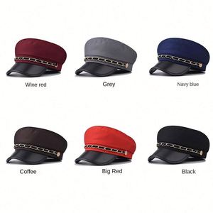 Boina de Moda Británica 2025, Primavera-Otoño, con Cadena de Espina de Pescado, Visera de PU, Estilo Capitán, Personalizada - Product Image 2