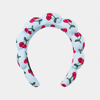 Ensemble de bandeaux et serre-têtes moelleux à imprimé cerises pour spa, avec pinces à cheveux fleur de frangipanier, pour femmes, pour le lavage du visage, les soins de la peau et la décoration capillaire