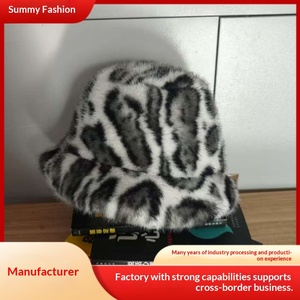 <span class=keywords><strong>Cappello</strong></span> a Secchiello Invernale da Donna in Finta Pelliccia Leopardata con Bottone, Stile Giapponese e Coreano - Product Image 2
